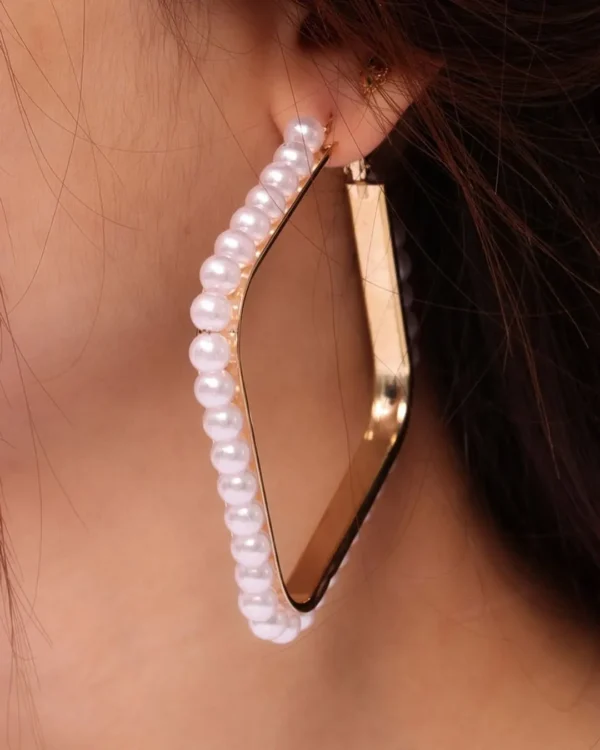 Pearl Geometric Hoops